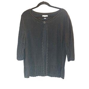 Dress barn Black Cardigan Button Top Open Front 3/4 Sleeve Women 18/20